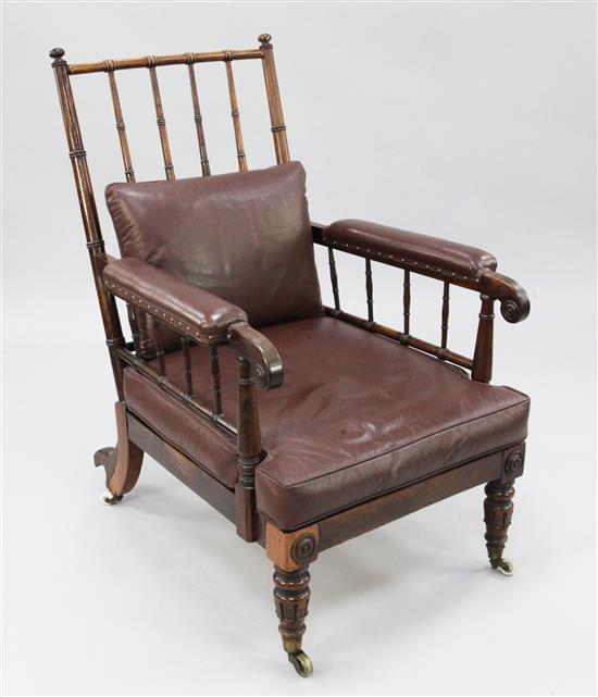 A William IV rosewood armchair,